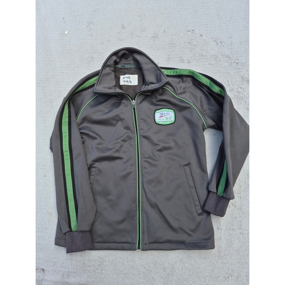 ROK Army South Korean Military Winter PT Track Jacket Grey Green Size 105 Large